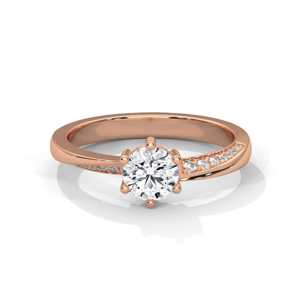 Diamond Solitaire Engagement Ring with Side Stones – 9K, 14K & 18K Gold