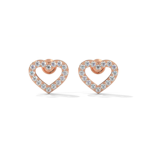 Diamond Heart Stud Earrings for Women – Elegant Open Heart Design.