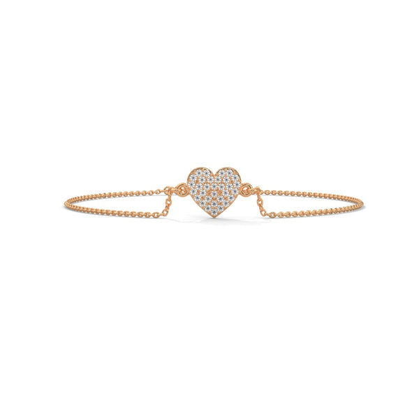Pave Heart Diamond Chain Bracelet in Gold