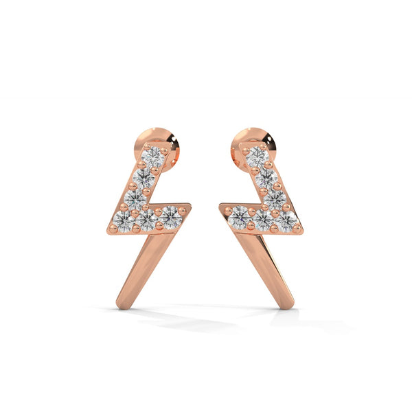 Diamond Lightning Bolt Earrings – Contemporary Geometric Studs.