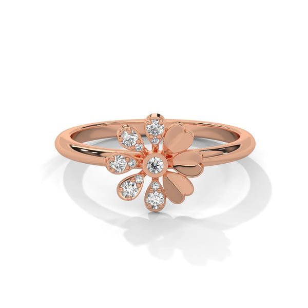 Diamond Flower Ring – Delicate Floral Design Band