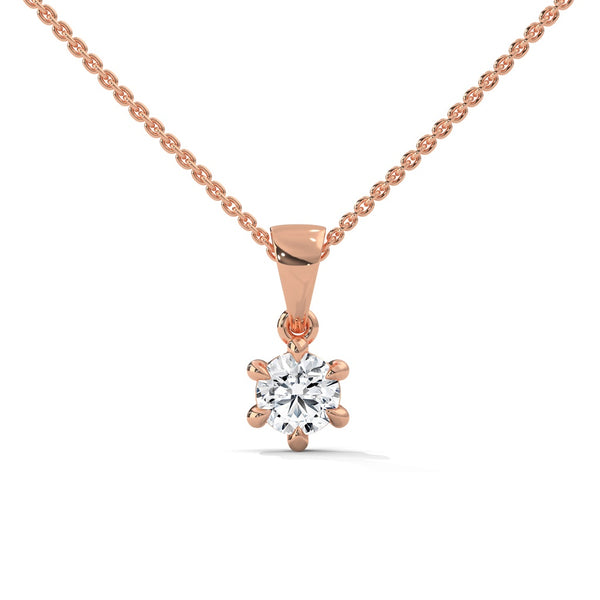 Round Cut Diamond Snowflake Pendant Necklace.
