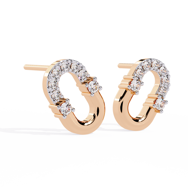 Diamond Link Stud Earrings – Modern Geometric Design.