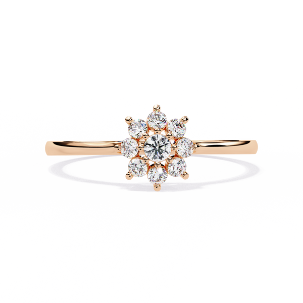 Diamond Flower Cluster Ring in 9K/14K/18K Gold – Available in Yellow, White & Rose Gold – Delicate Floral Engagement or Promise Ring