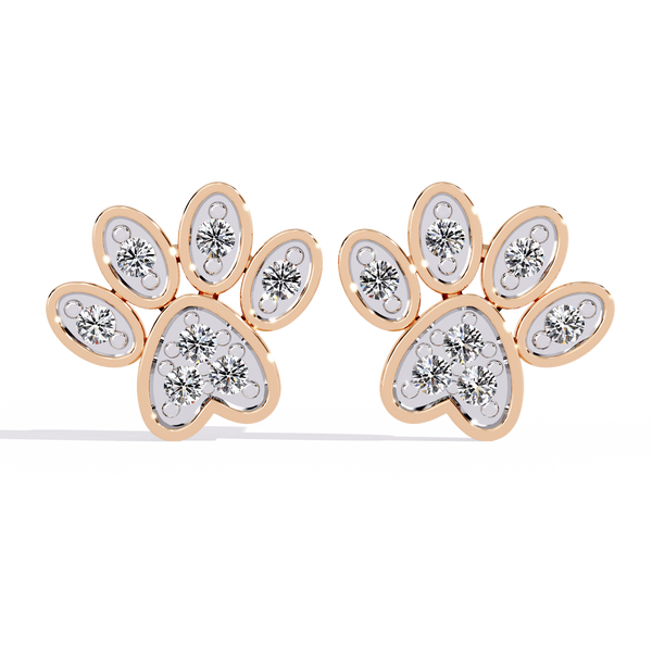Diamond Paw Print Stud Earrings.