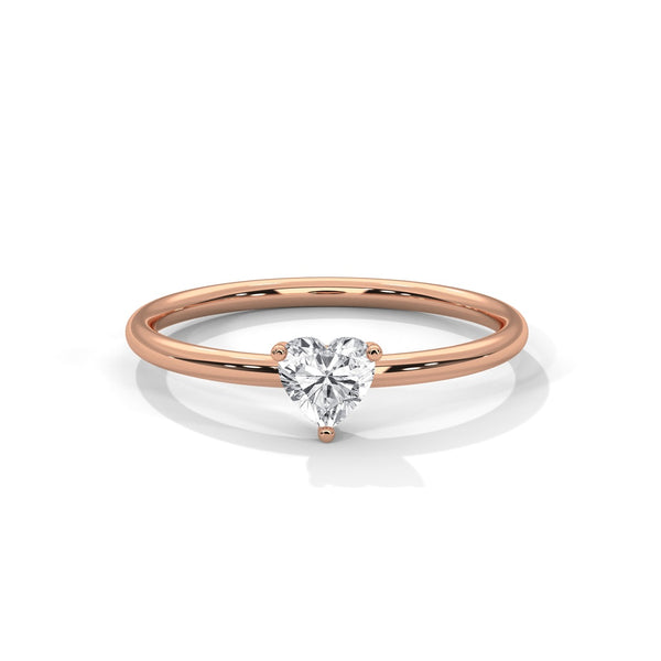 Heart Shape Diamond Solitaire Engagement Ring – Minimalist Promise Ring.