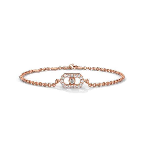 Diamond Chain Link Bracelet – Elegant Pave Set Gold Bracelet for Women.