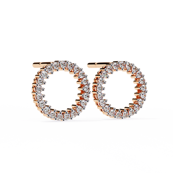 Diamond Circle Hoop Stud Earrings – Elegant Round Cluster Design.