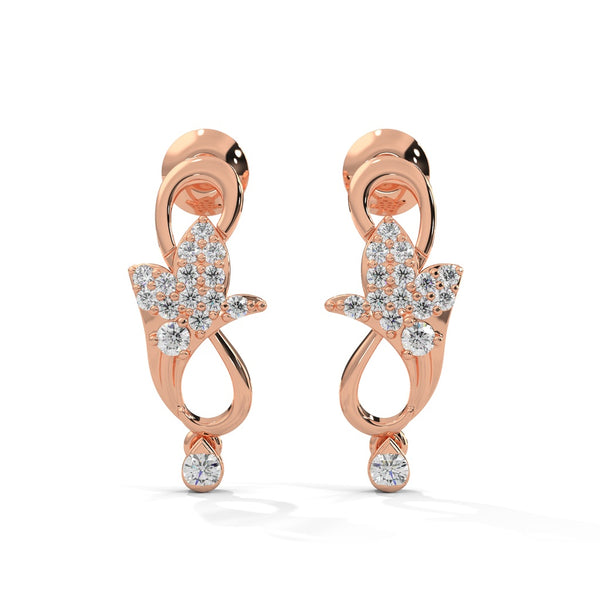 Diamond Floral Drop Earrings | Elegant Gold Designer Earrings for Women.