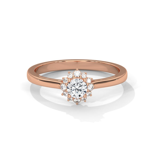 Diamond Flower Halo Engagement Ring – Vintage Inspired Cluster Ring.