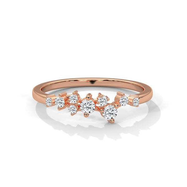 Diamond Cluster Crown Ring – Elegant Stacking Band