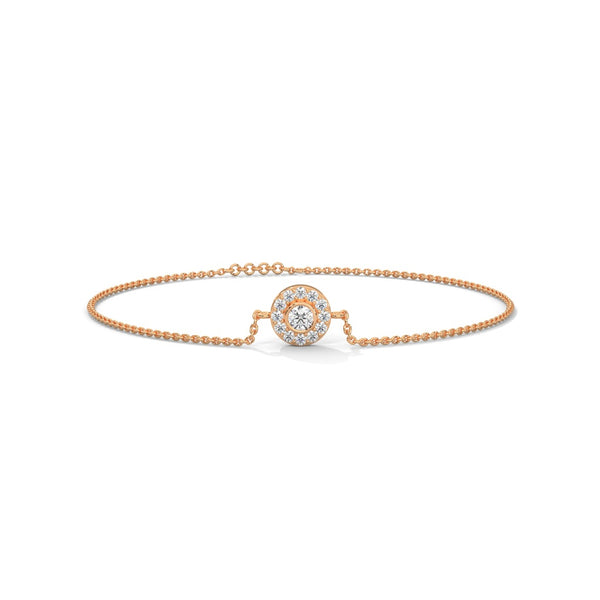 Round Diamond Halo Chain Bracelet in Gold.