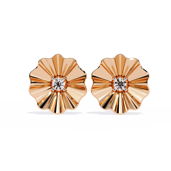 Petal Shine Diamond Earrings – Floral-Inspired Studs in Gold
