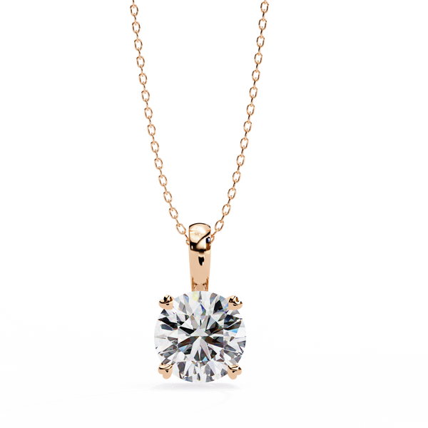 Round Cut Diamond Solitaire Pendant Necklace – Classic Prong Setting